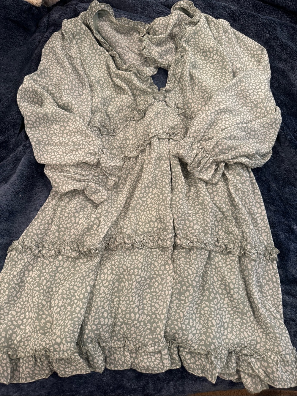Light Green Ruffle Tiered Long Sleeve Dress